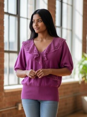 Cable & Gauge Knit Top in Magenta